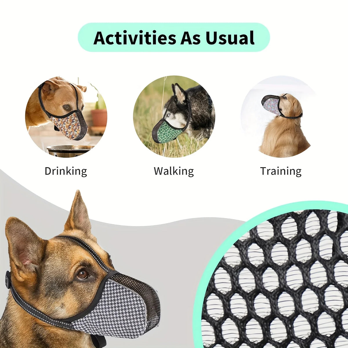 Bozal Premium de Malla Transpirable para Perros